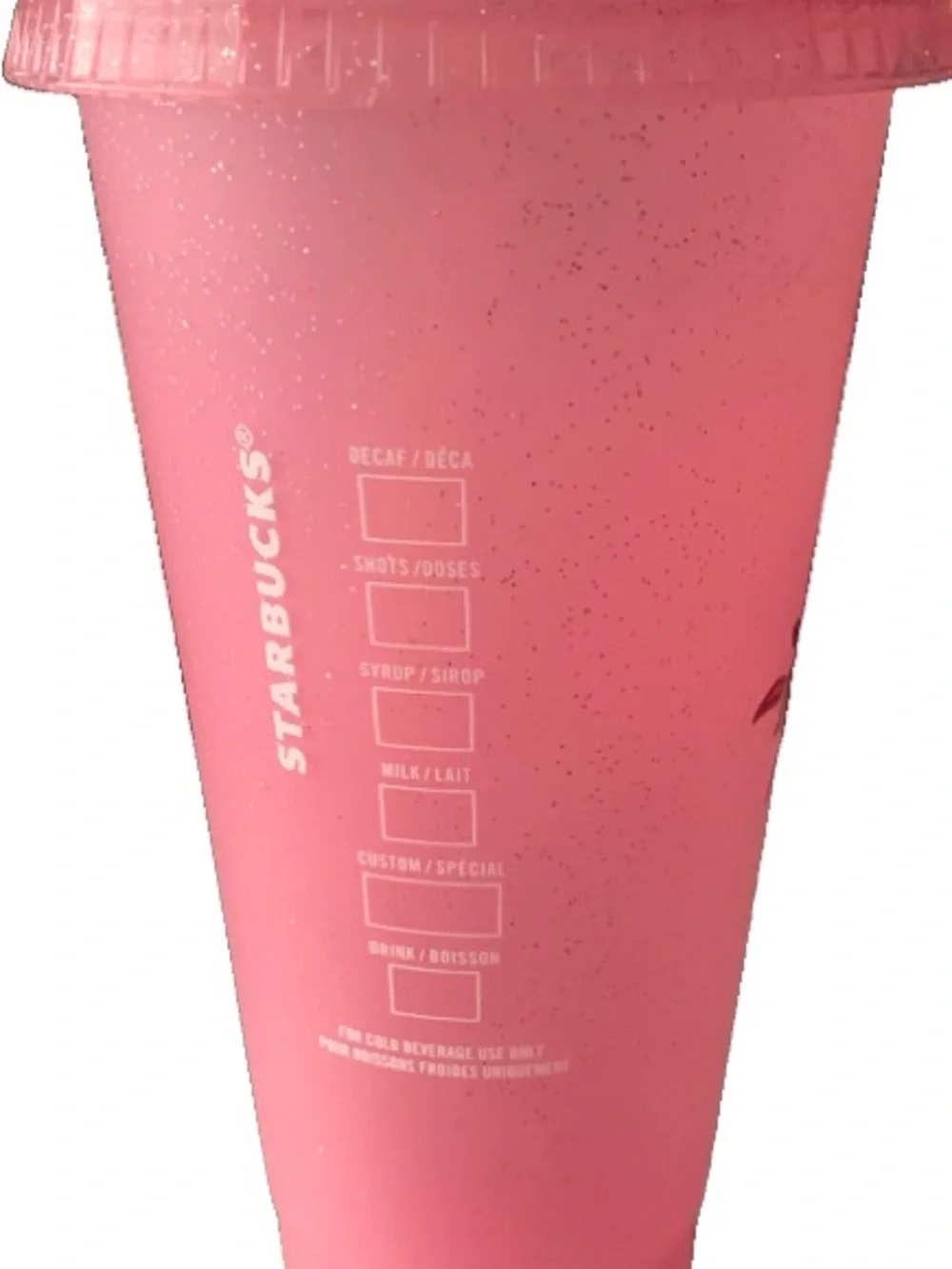 Pre Owned Starbucks 2022 Pink Holiday Flower Glitter Cold Tumbler Straw Stickers